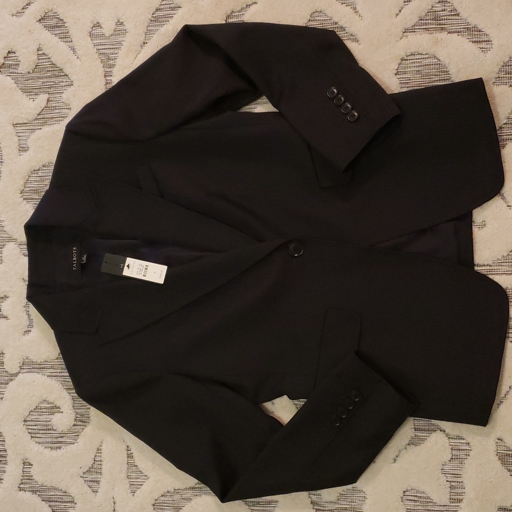 NWT Talbots Black w pinstripes Blazer Sz 2
